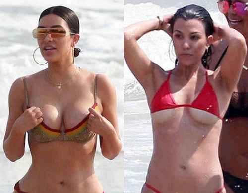 Kim Kardashian and Kourtney Kardashian Make a Splash in Barely-There Bikinis During Mexican Getaway Kim Kardashian and Kourtney Kardashian Make a Splash in Barely-There Bikinis During Mexican Getaway